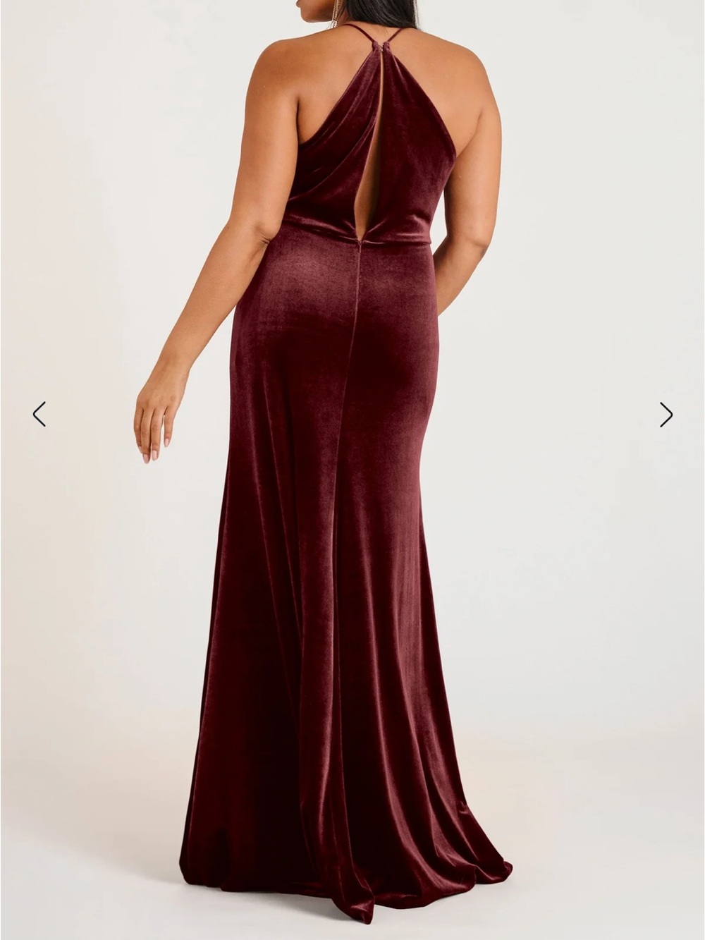 Jenny Yoo Velvet Halter-Back Gown